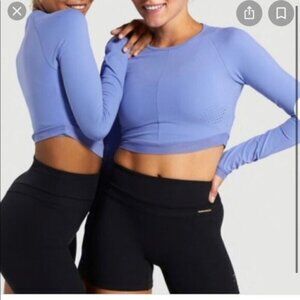 New Gymshark x Whitney Simmons Beautiful Blue Crop Top Women Size Small NWT